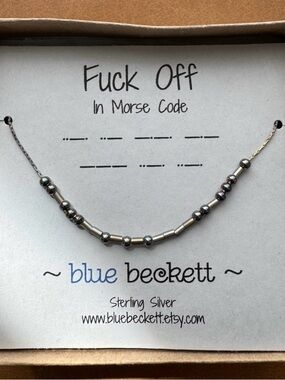 Blue Beckett Sterling Silver Morse Code Beaded Necklace - Gray/Silver